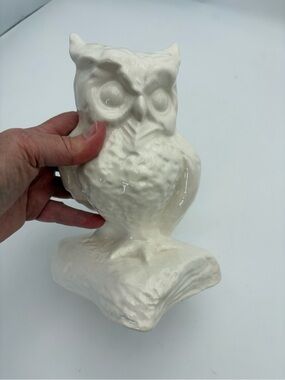 Vintage Ceramic Owl Vase - White Home Art Decor
